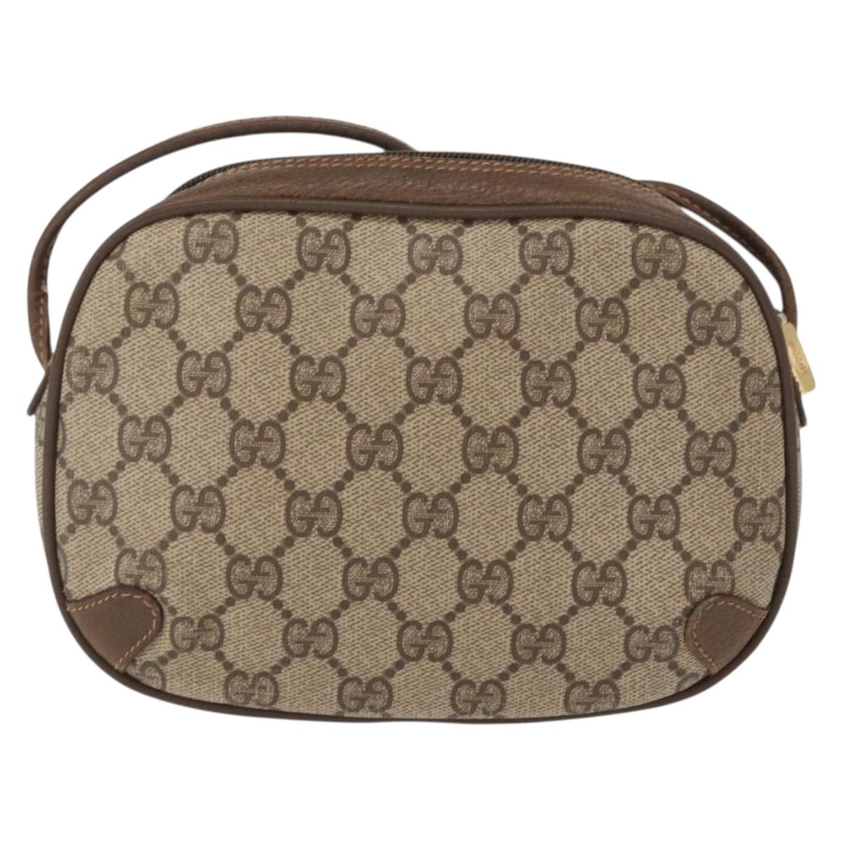 GUCCI GG Supreme Web Sherry Line Bag PVC Beige Gold 89 02 066 Auth 156436