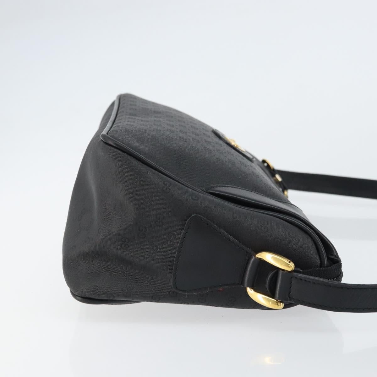 GUCCI Micro GG Supreme Bag PVC Leather Black Gold 001 58 0443 Auth 156437