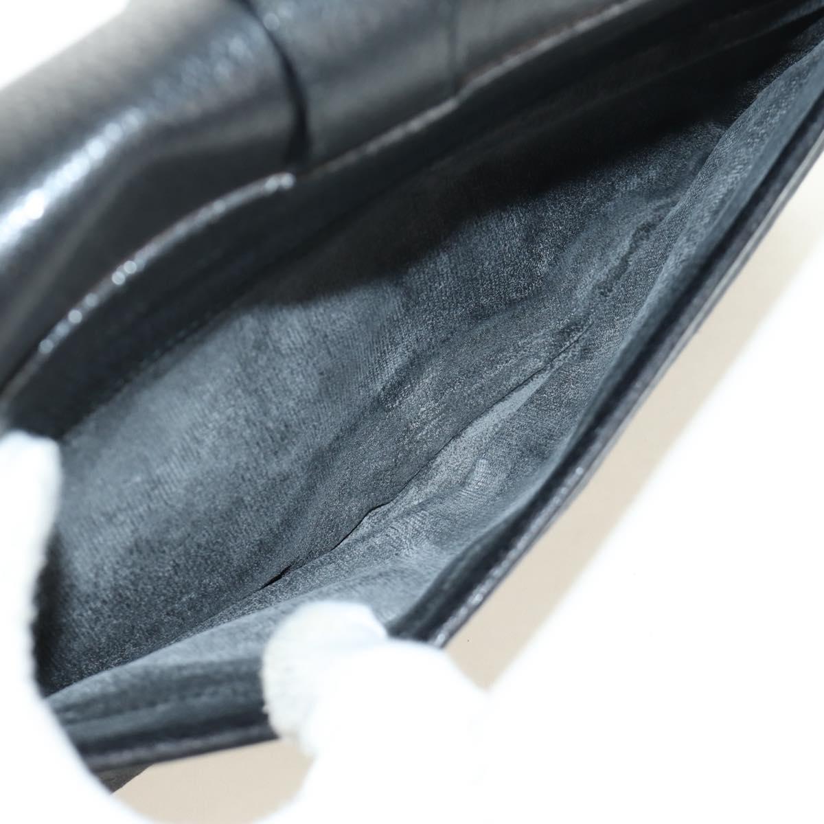 GUCCI Shoulder Bag Canvas Black Gold Auth 156438