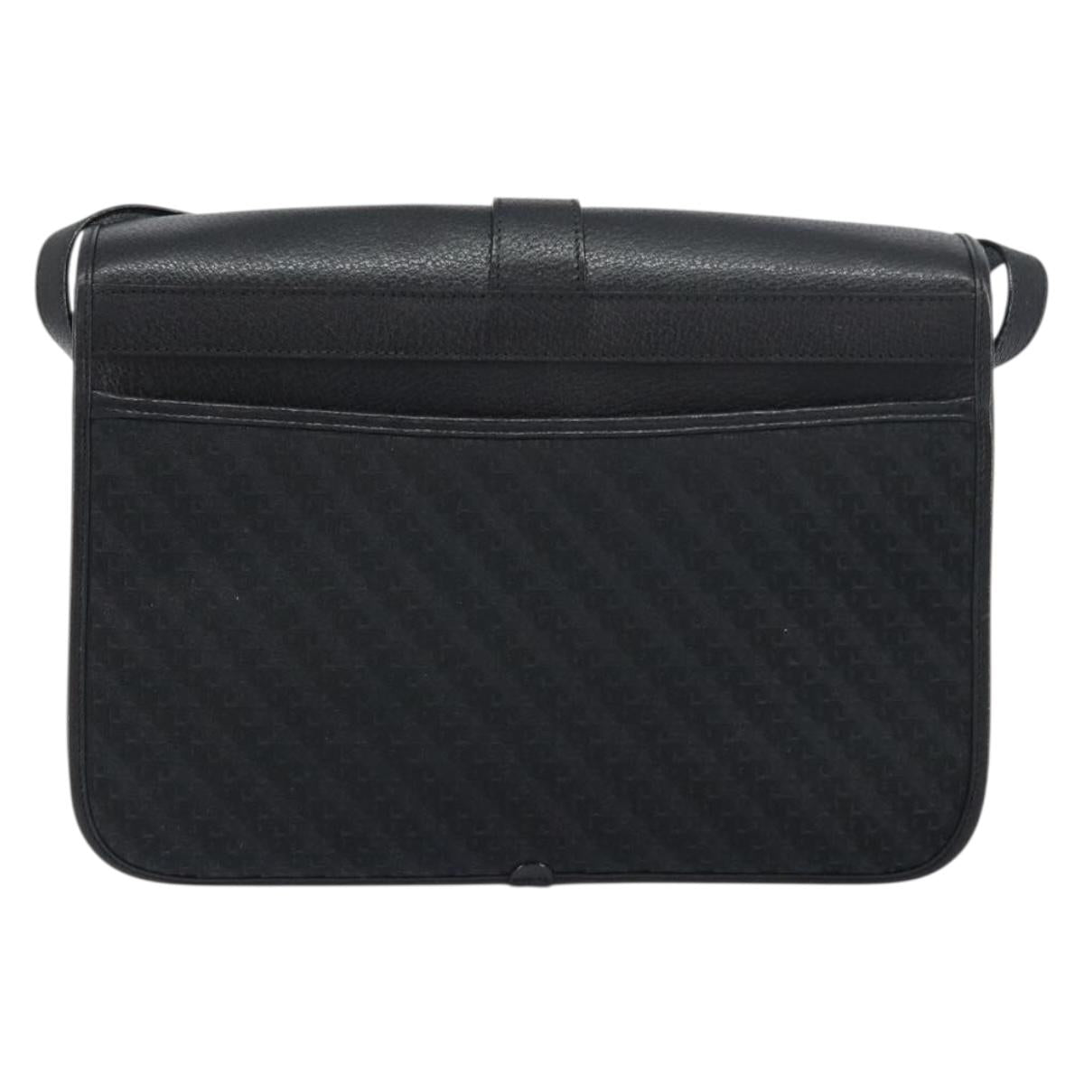 GUCCI Shoulder Bag Canvas Black Gold Auth 156438