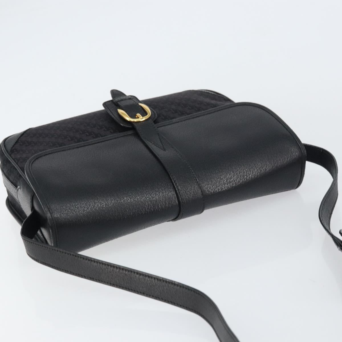 GUCCI Shoulder Bag Canvas Black Gold Auth 156438