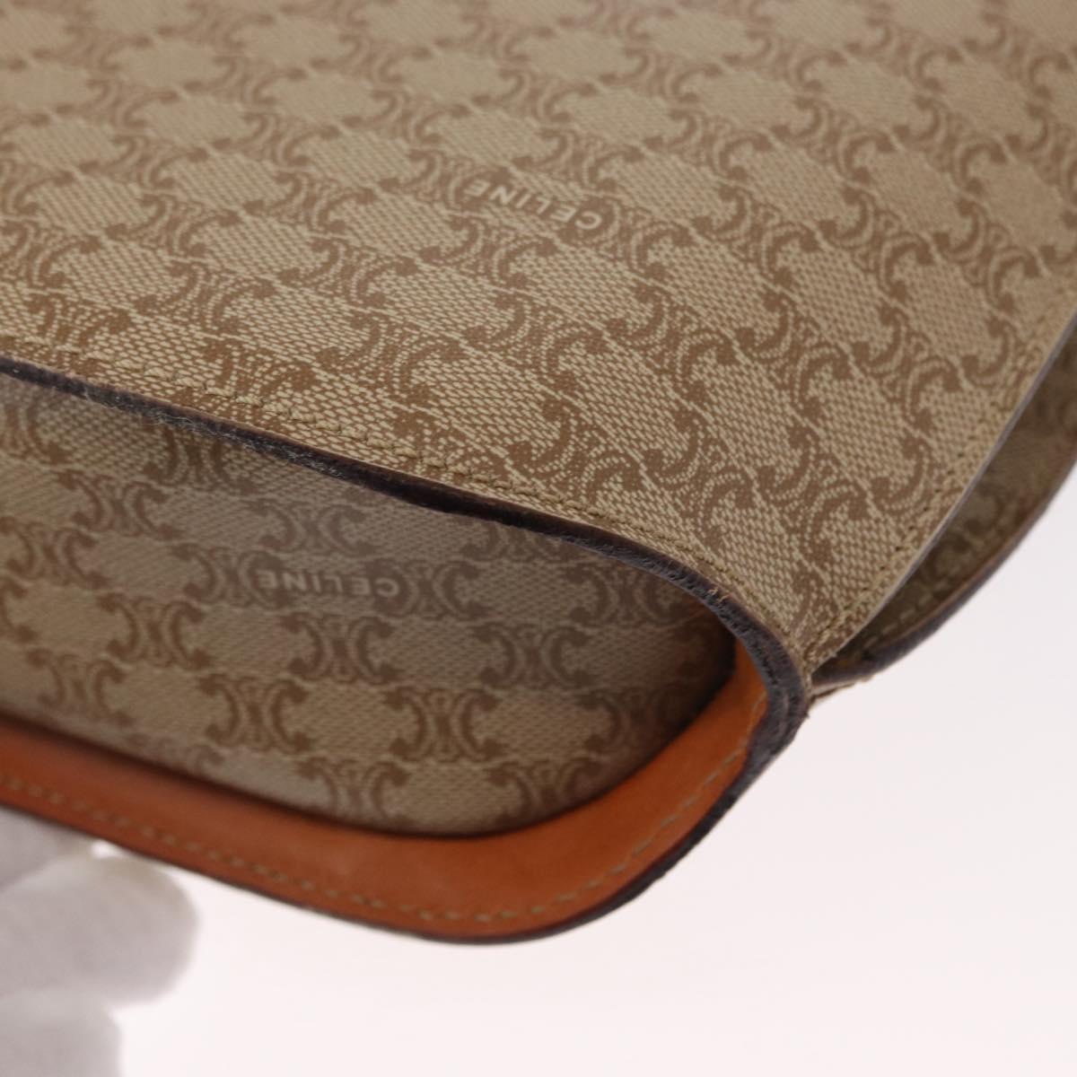 CELINE Macadam Canvas Shoulder Bag PVC Beige Gold Auth 156440