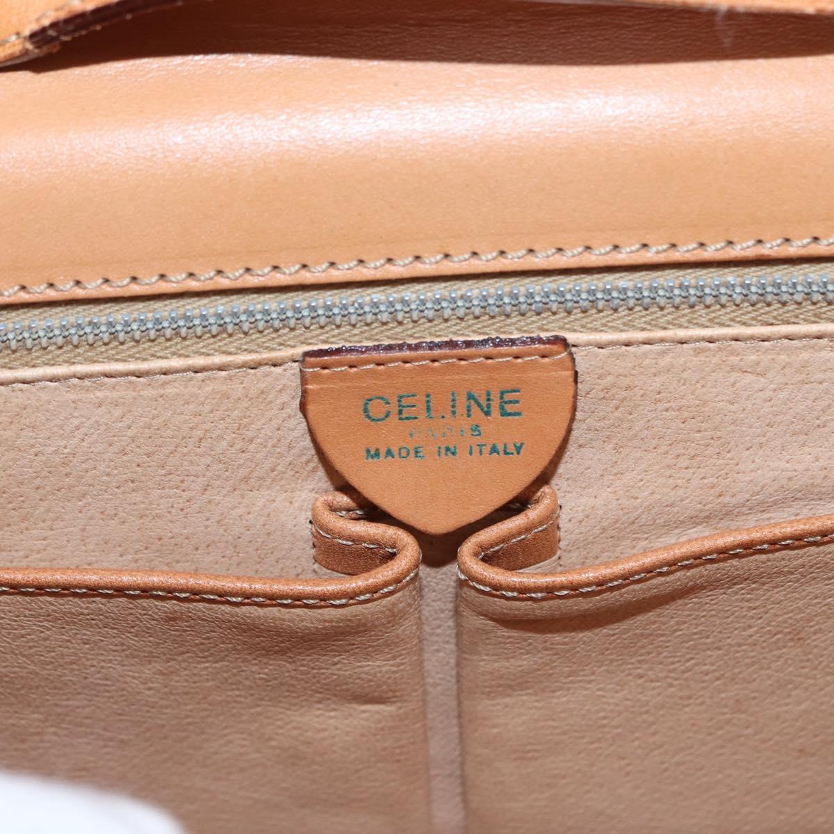CELINE Macadam Canvas Shoulder Bag PVC Beige Gold Auth 156440