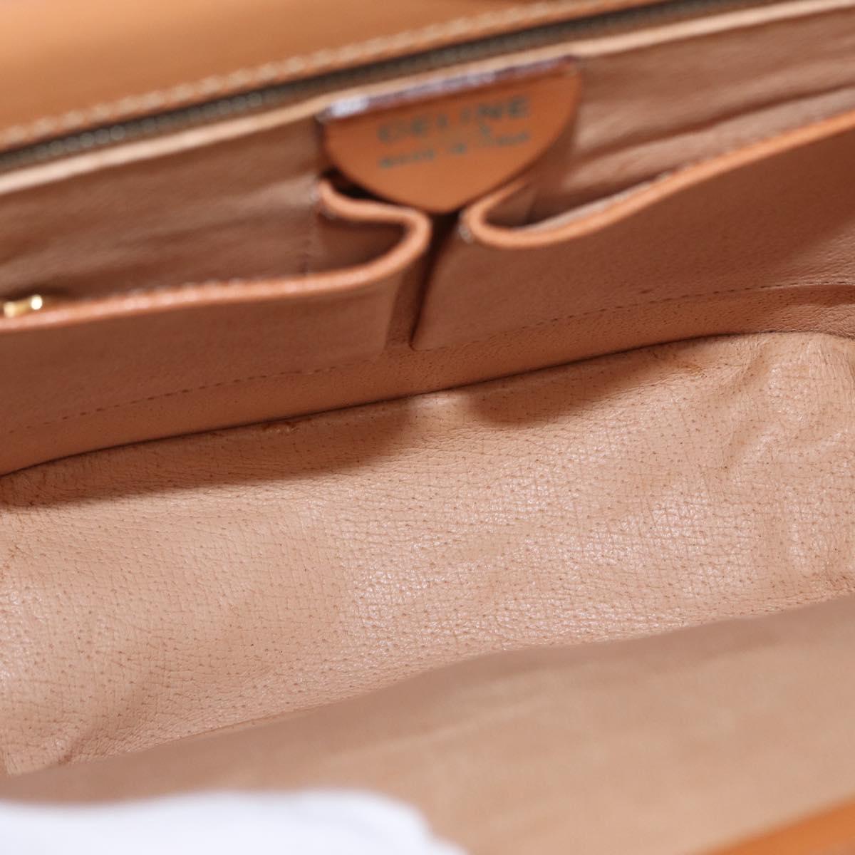 CELINE Macadam Canvas Shoulder Bag PVC Beige Gold Auth 156440