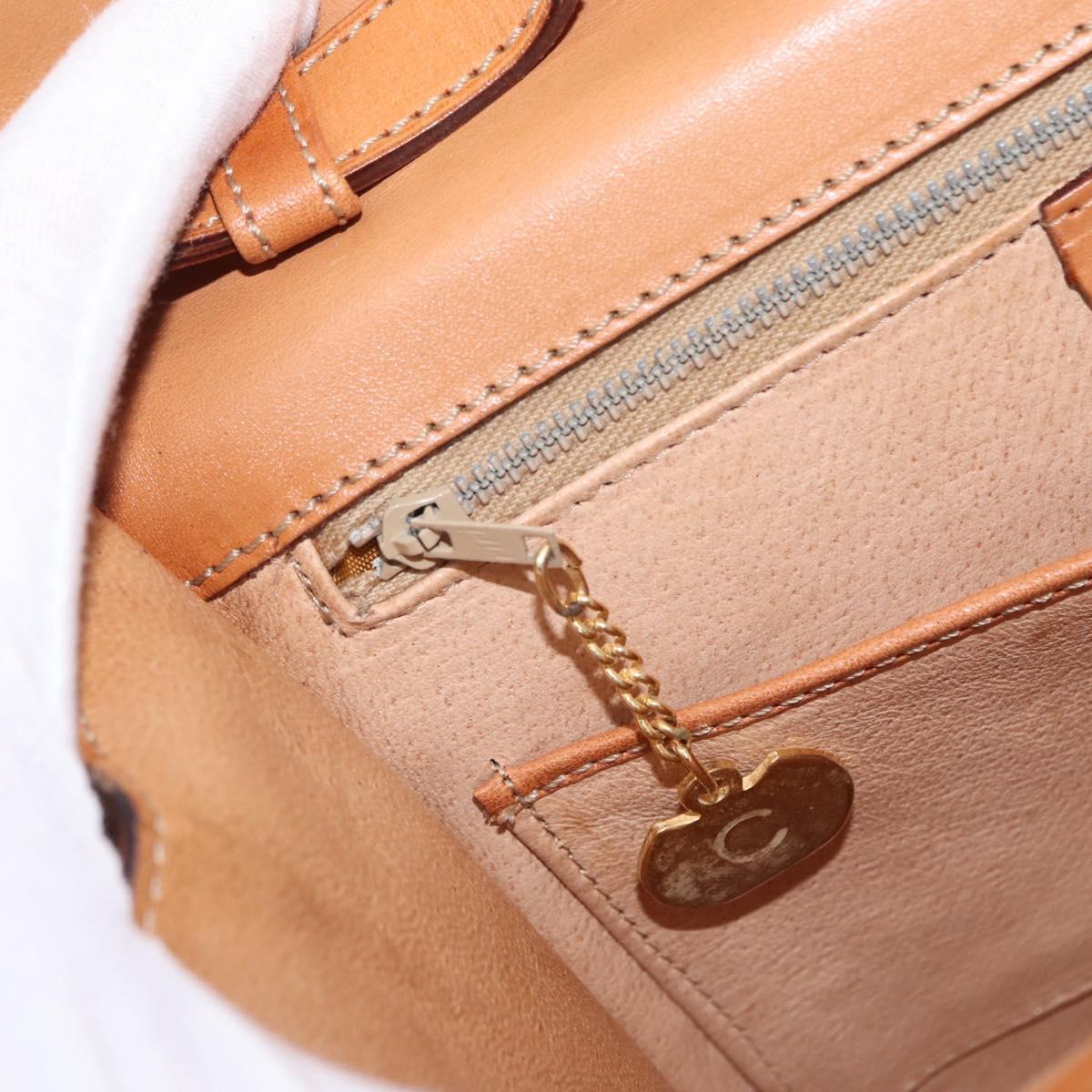 CELINE Macadam Canvas Shoulder Bag PVC Beige Gold Auth 156440