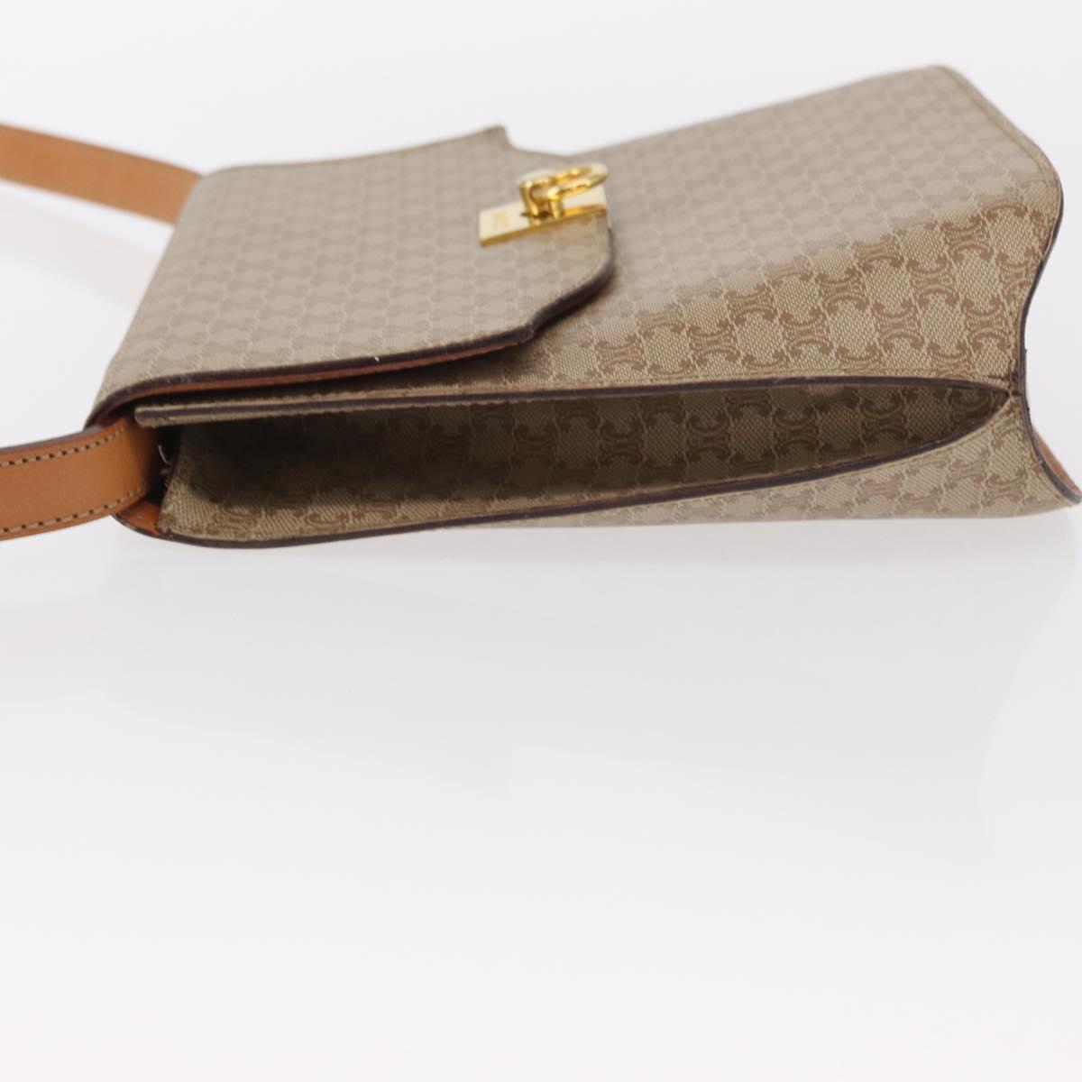 CELINE Macadam Canvas Shoulder Bag PVC Beige Gold Auth 156440