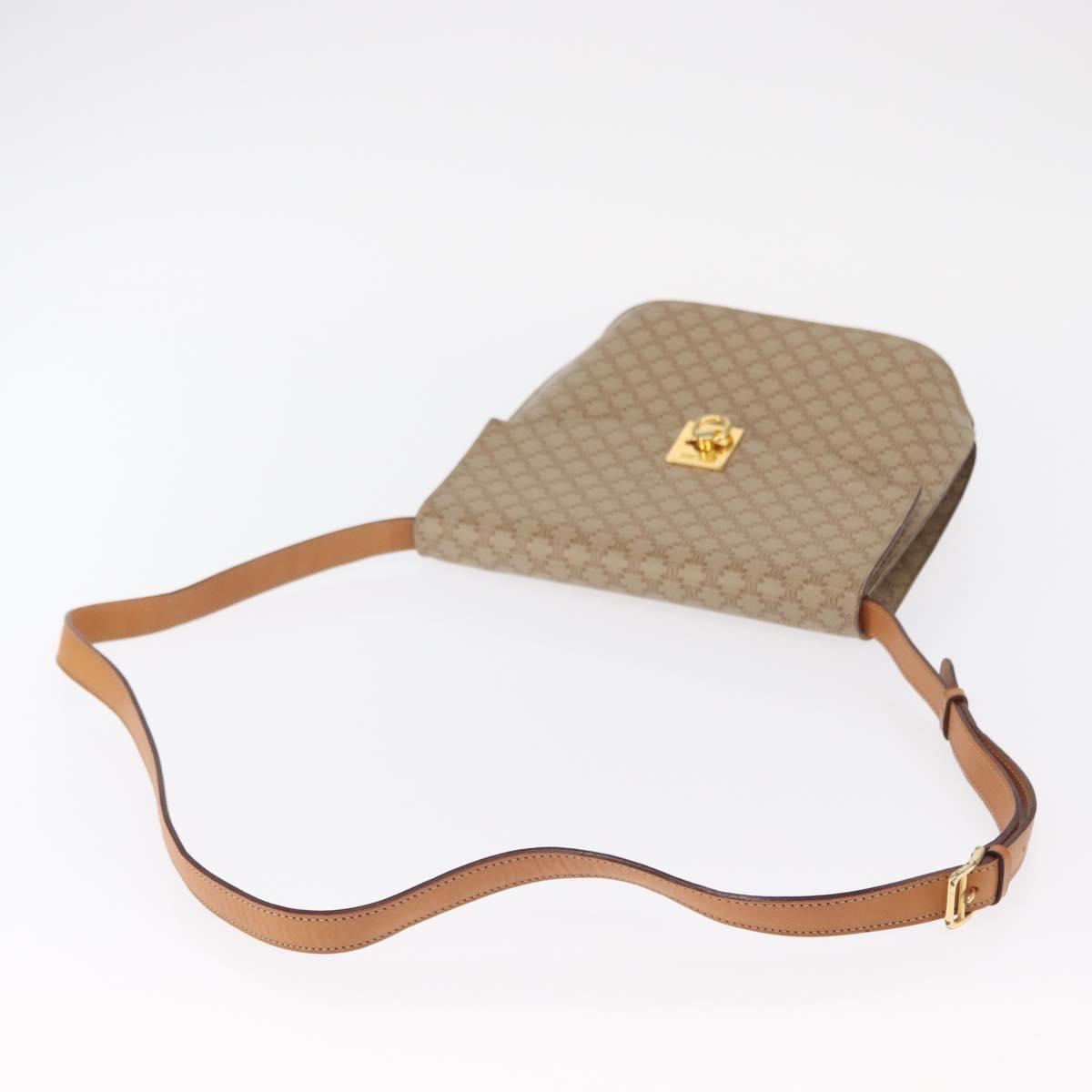 CELINE Macadam Canvas Shoulder Bag PVC Beige Gold Auth 156440