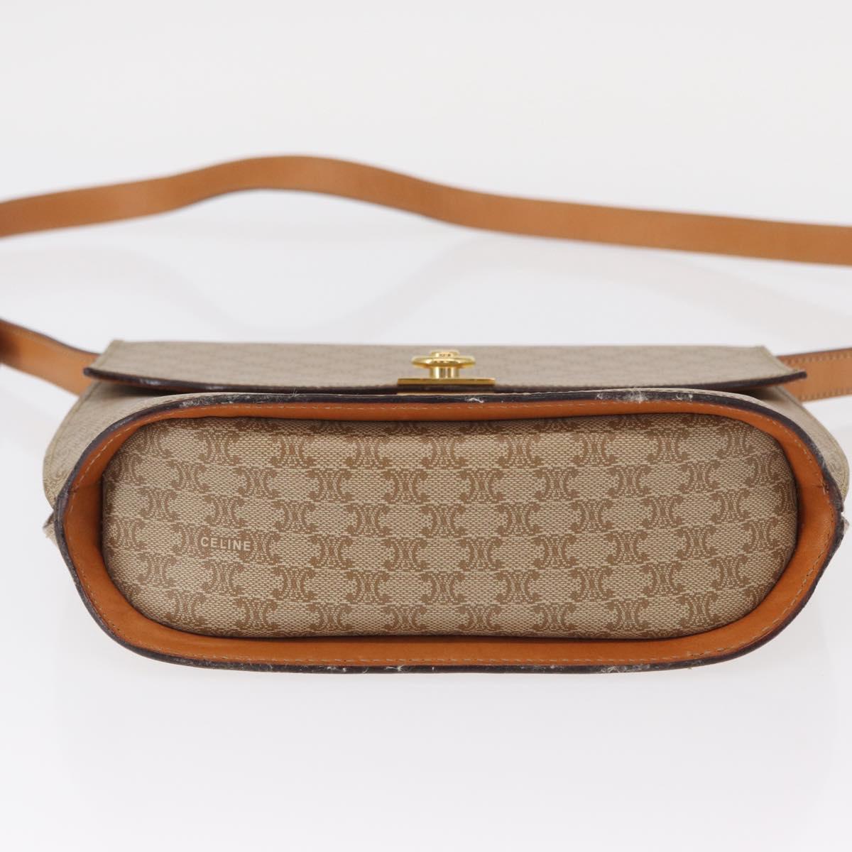 CELINE Macadam Canvas Shoulder Bag PVC Beige Gold Auth 156440