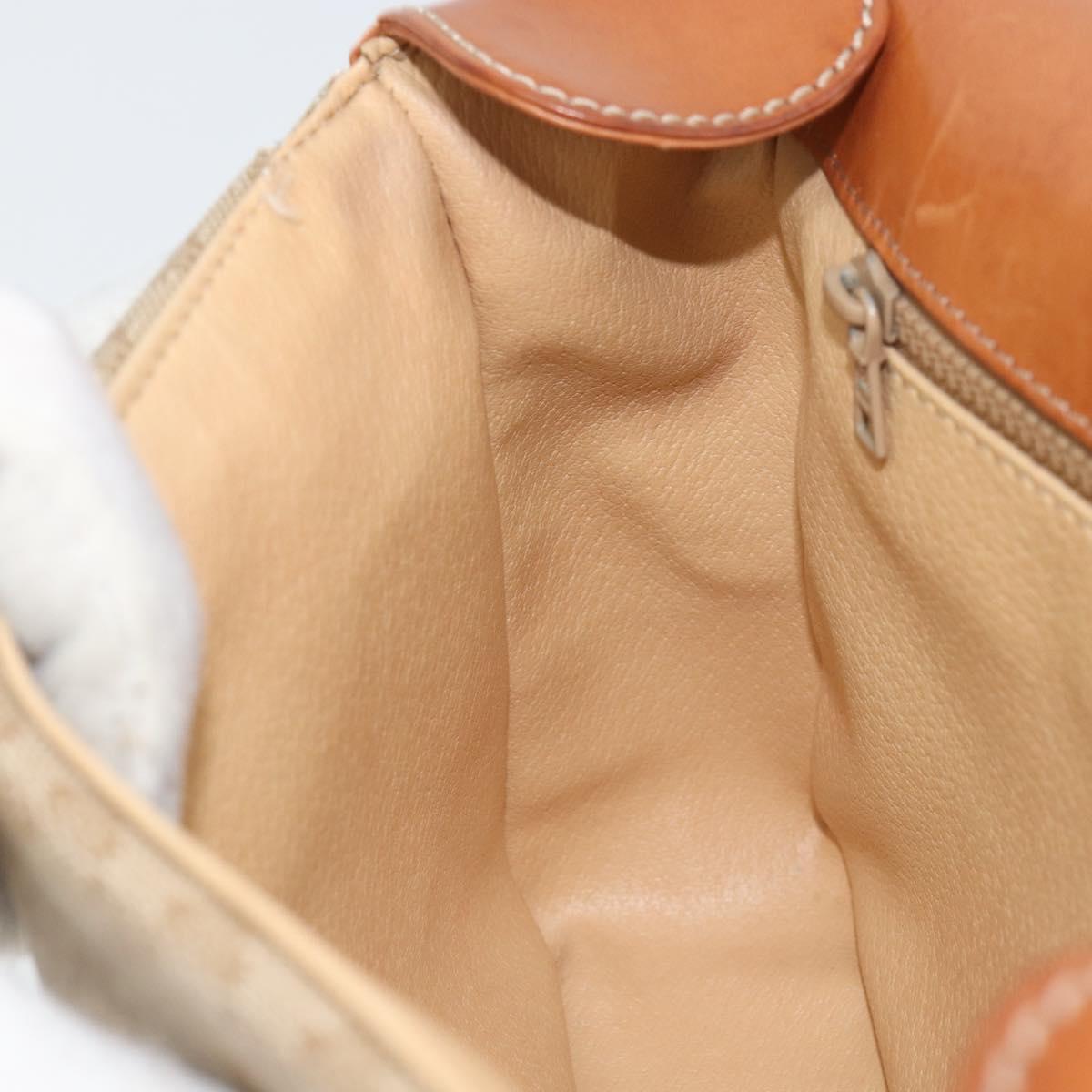 CELINE Macadam Canvas Shoulder Bag PVC Beige Gold Auth 156448