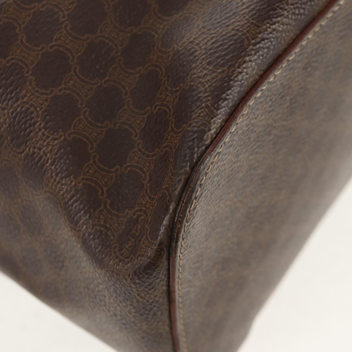 CELINE Macadam Canvas Backpack PVC Leather Brown Gold Auth 156449