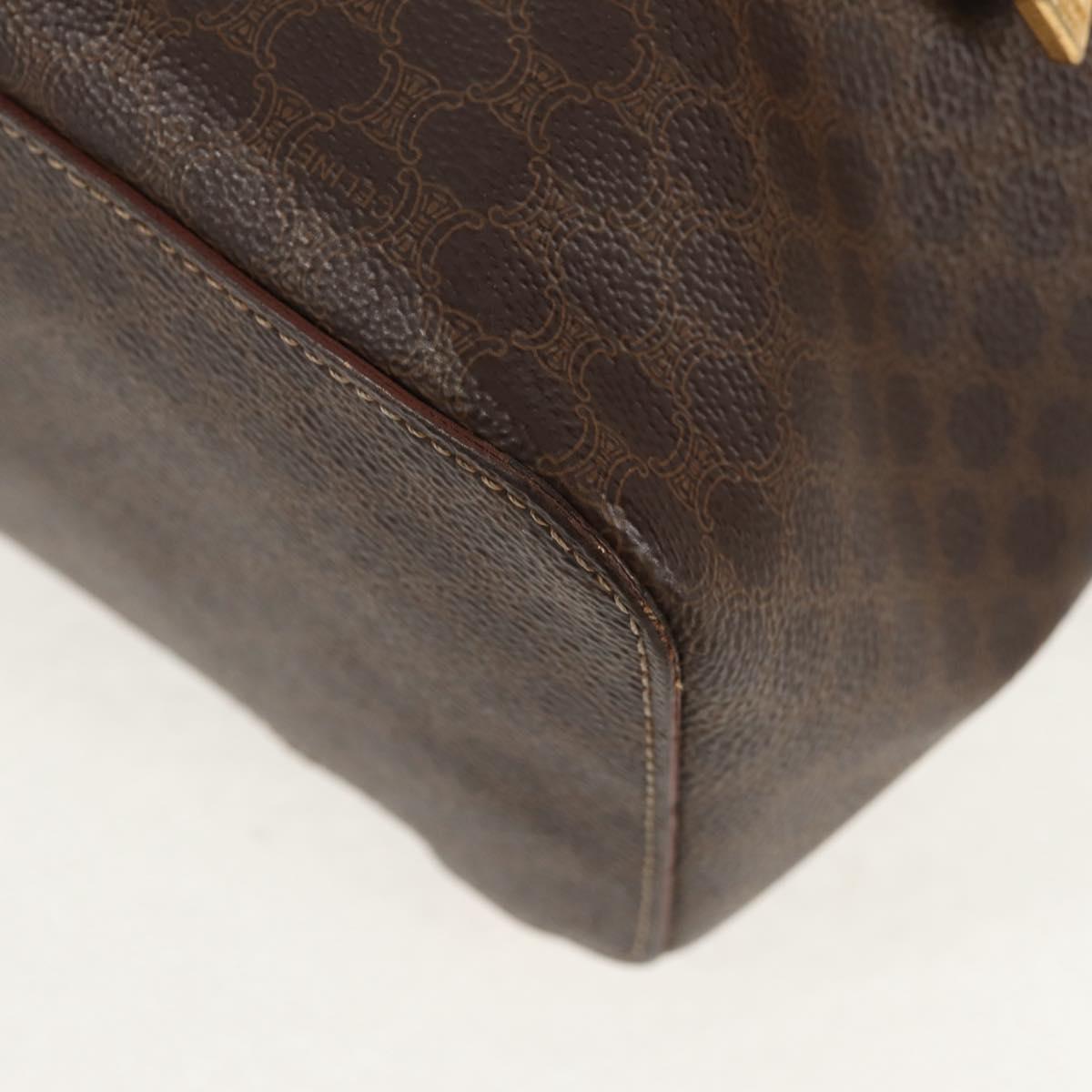 CELINE Macadam Canvas Backpack PVC Leather Brown Gold Auth 156449
