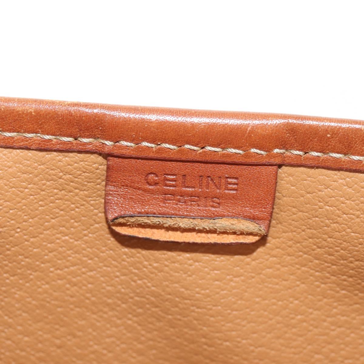 CELINE Macadam Canvas Backpack PVC Leather Brown Gold Auth 156449
