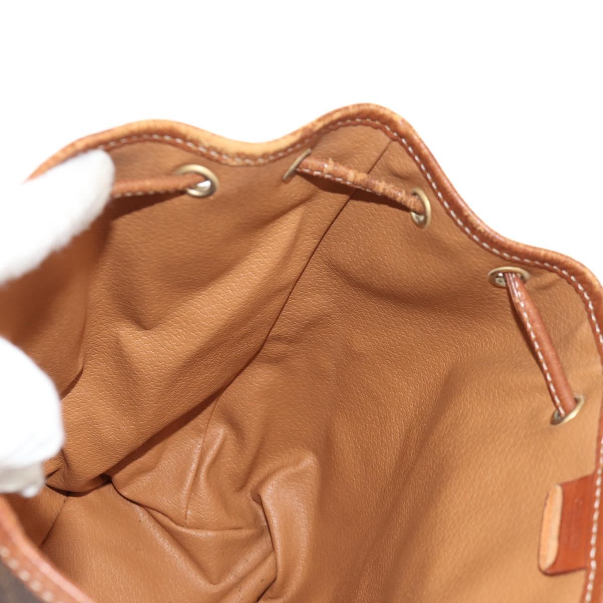 CELINE Macadam Canvas Backpack PVC Leather Brown Gold Auth 156449