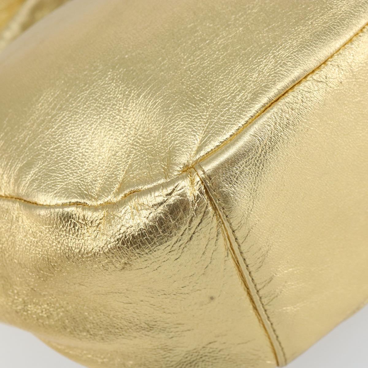 PRADA Shoulder Bag Leather Gold Auth 156454V