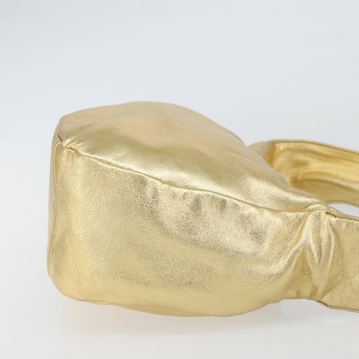 PRADA Shoulder Bag Leather Gold Auth 156454V