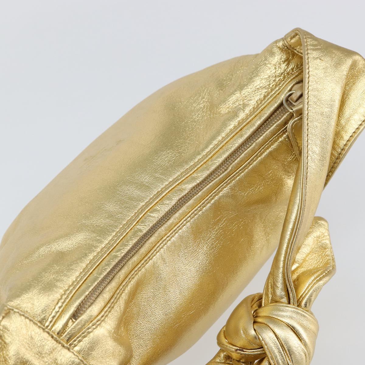 PRADA Shoulder Bag Leather Gold Auth 156454V