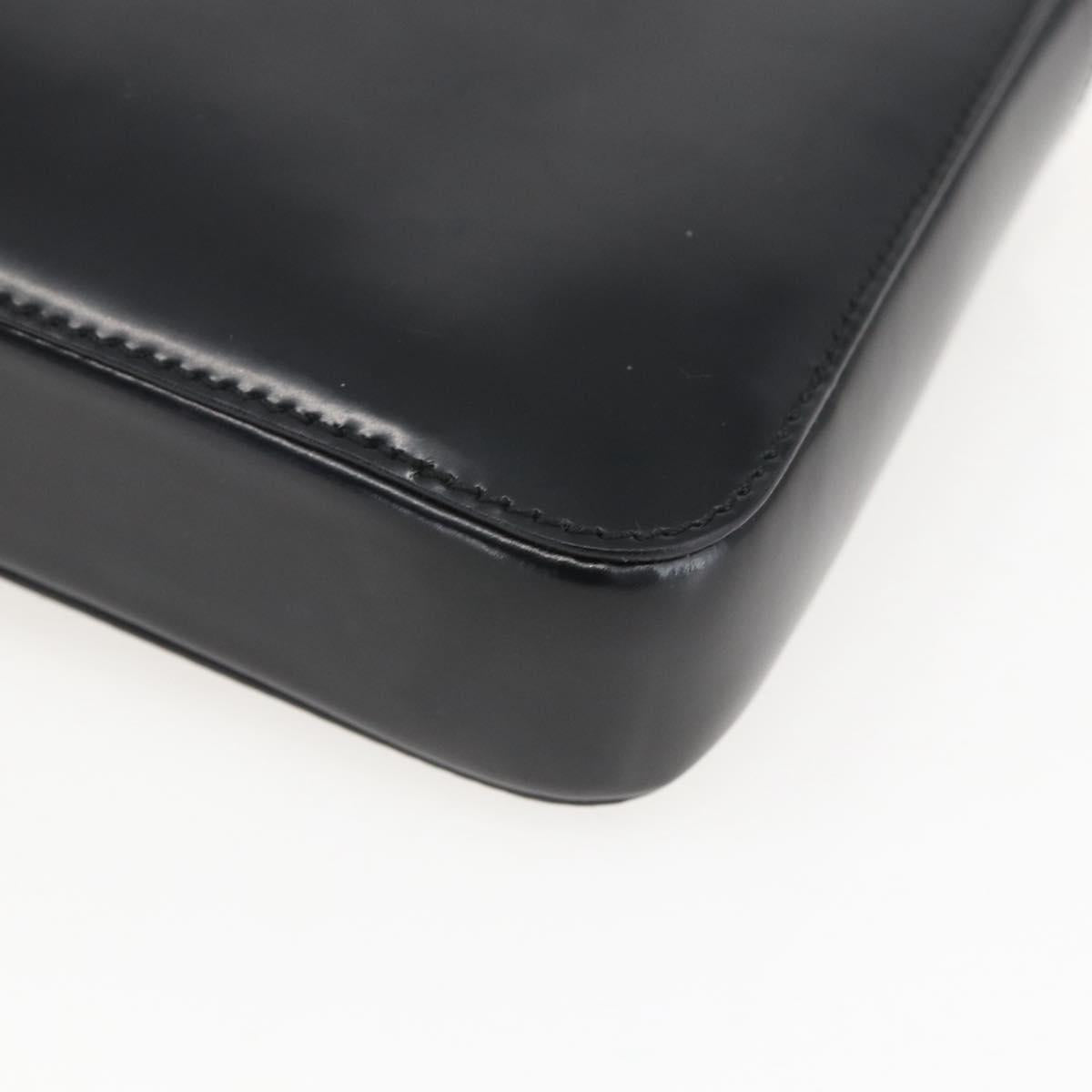 PRADA Hand Bag Leather Black Gold Auth 156455V