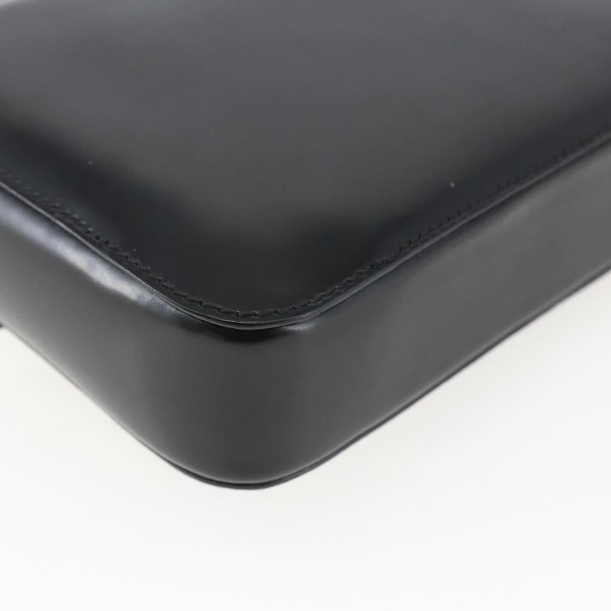 PRADA Hand Bag Leather Black Gold Auth 156455V