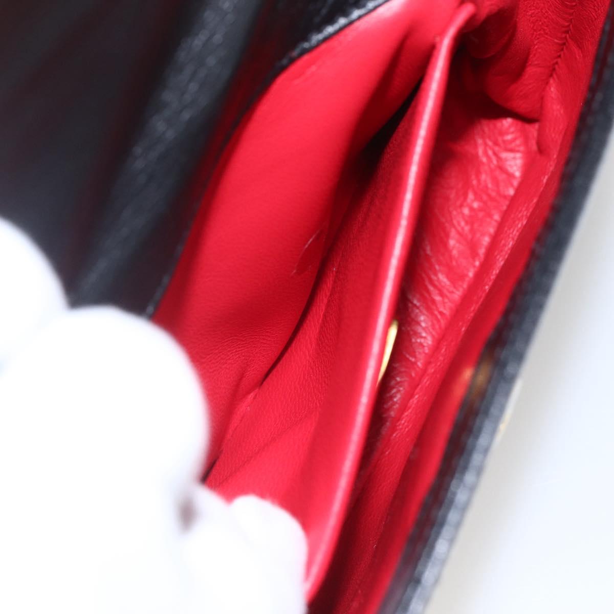 PRADA Hand Bag Leather Black Gold Auth 156455V