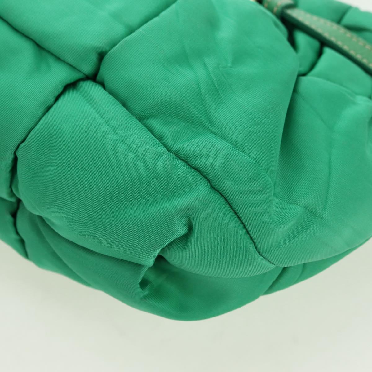 PRADA Shoulder Bag Nylon Green Gold Auth 156456
