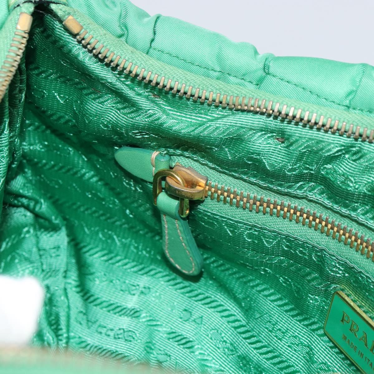 PRADA Shoulder Bag Nylon Green Gold Auth 156456V