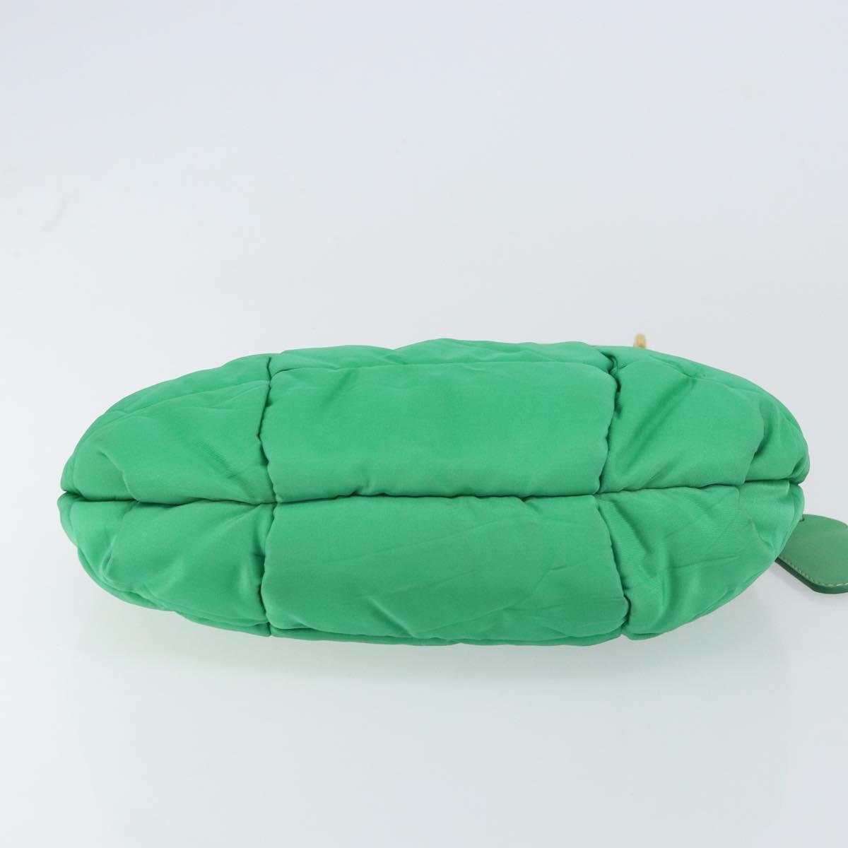 PRADA Shoulder Bag Nylon Green Gold Auth 156456V