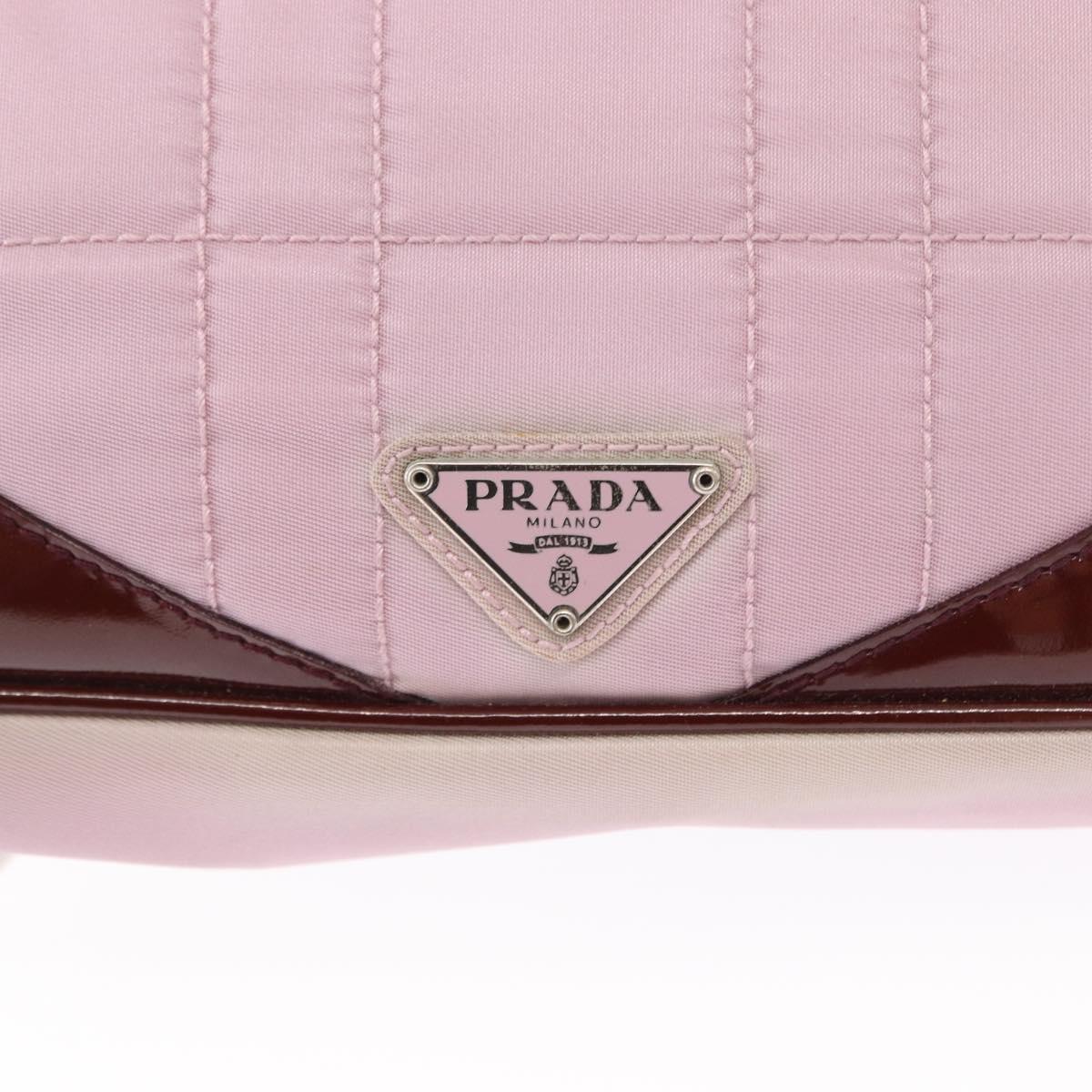 PRADA Shoulder Bag Nylon Pink Silver Auth 156460