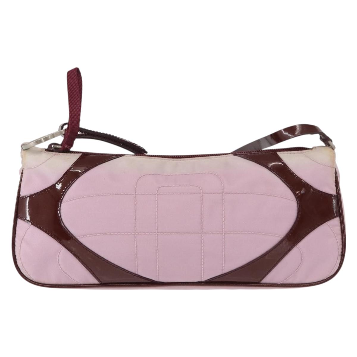 PRADA Shoulder Bag Nylon Pink Silver Auth 156460