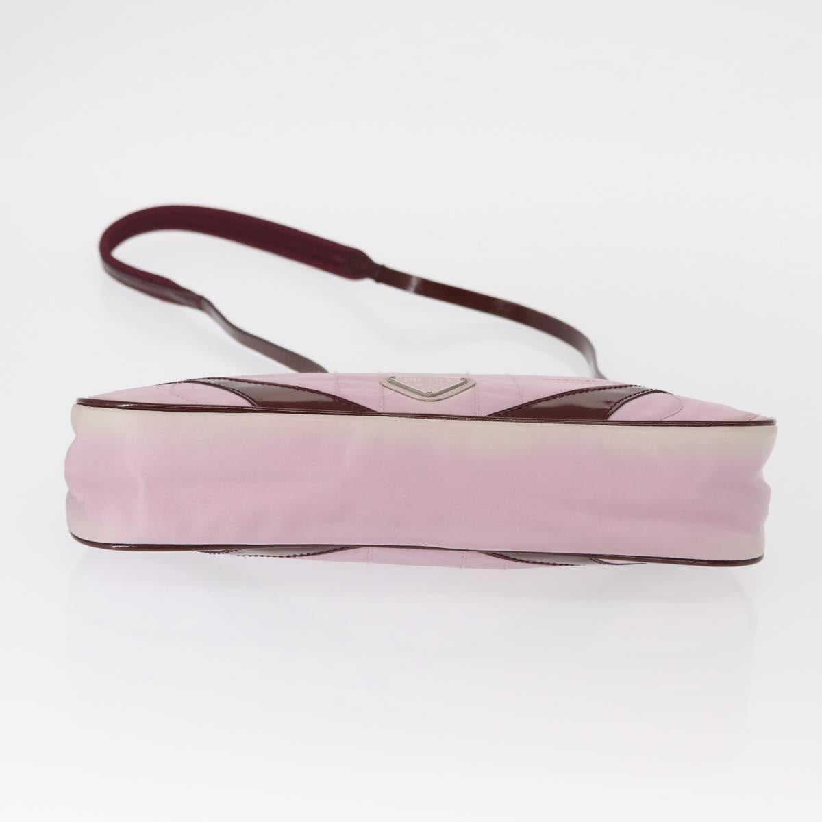 PRADA Shoulder Bag Nylon Pink Silver Auth 156460