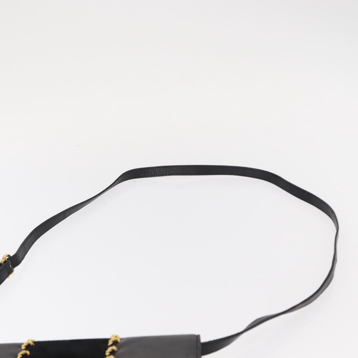 Salvatore Ferragamo Gancini Shoulder Bag Suede Leather Black Gold Auth 156462
