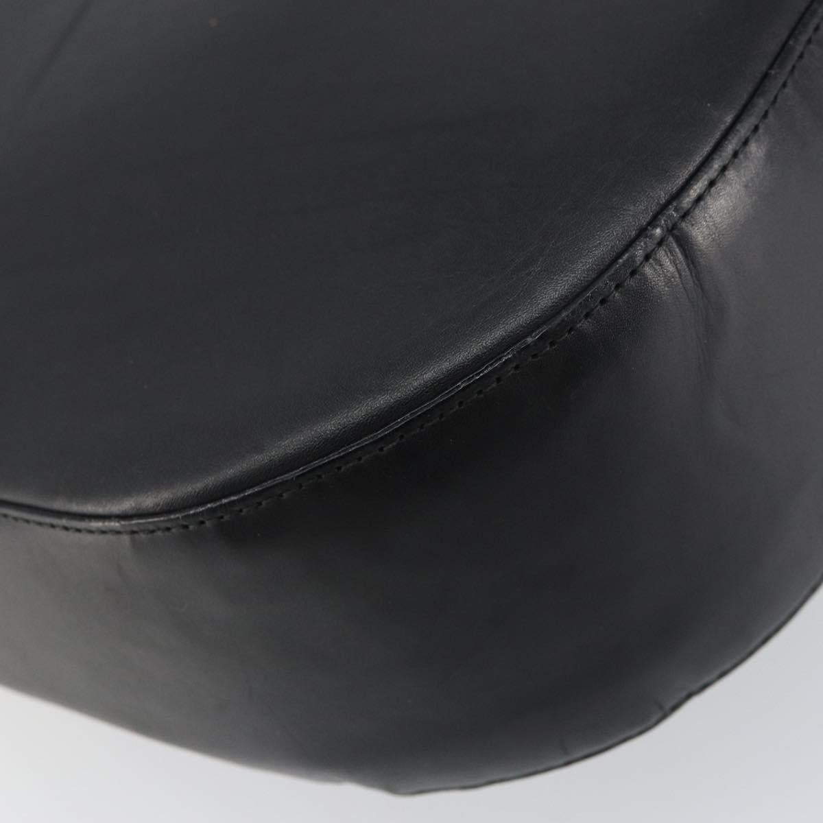 Salvatore Ferragamo Gancini Shoulder Bag Leather Black Gold Auth 156463