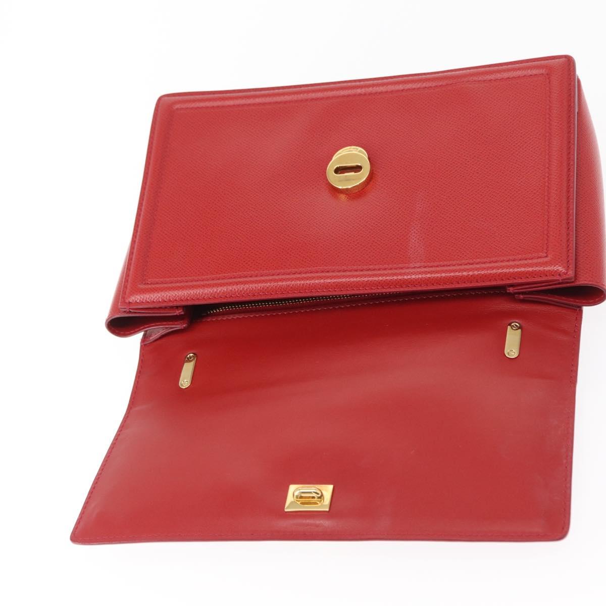 Salvatore Ferragamo Chain Vala Shoulder Bag Leather Red Gold Auth 156466V