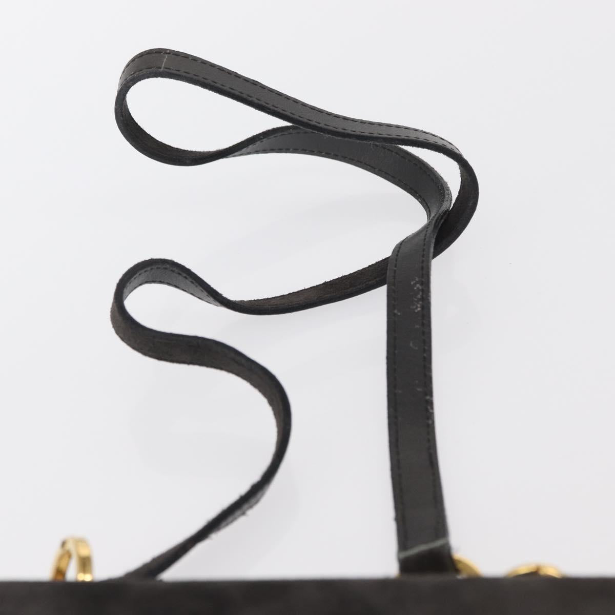 Salvatore Ferragamo Gancini Shoulder Bag Suede Gray Gold Auth 156470