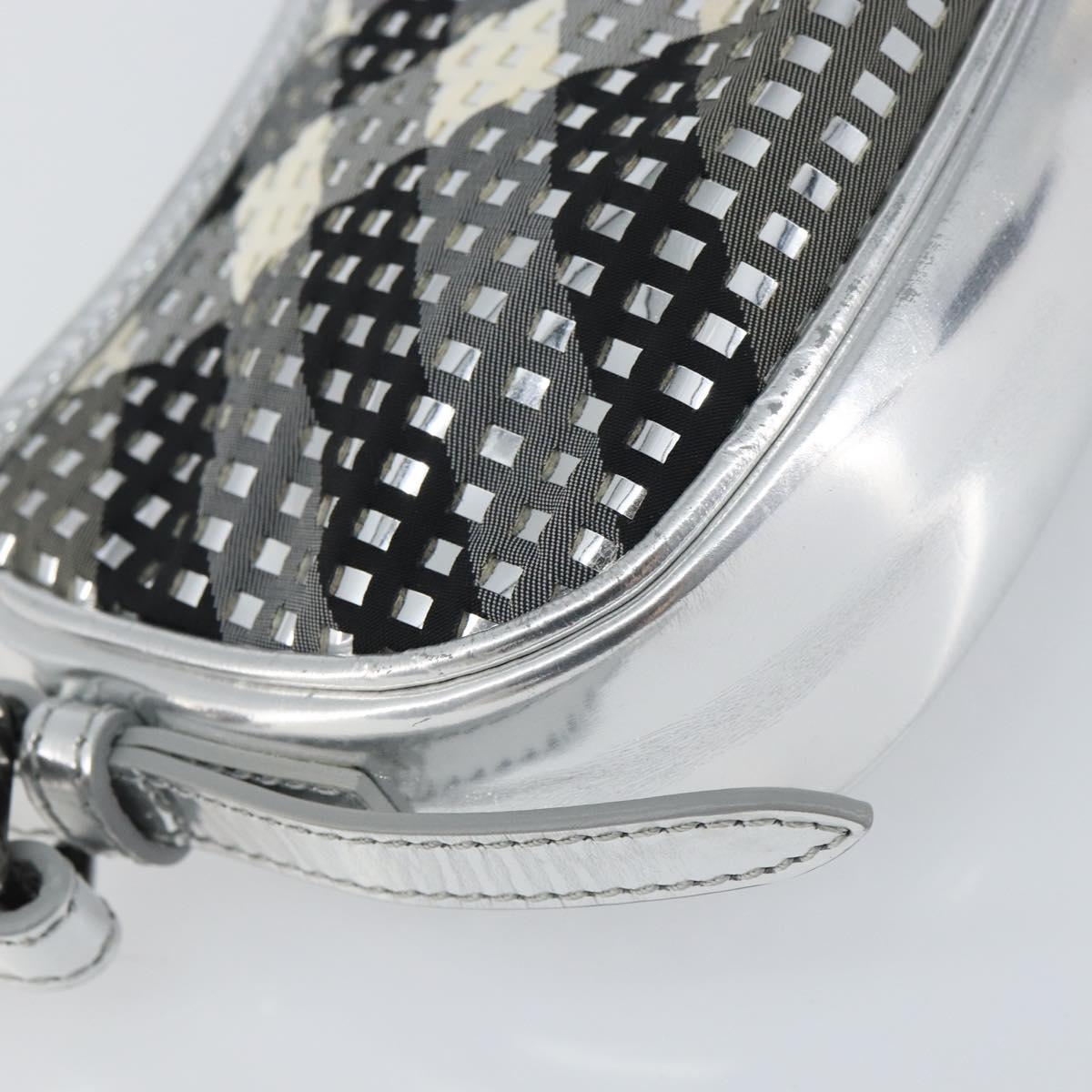 BURBERRY Nova Check Shoulder Bag PVC Silver Auth 156475