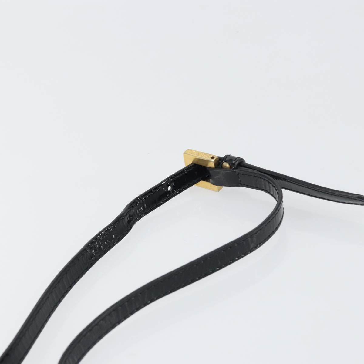 FENDI Shoulder Bag Enamel Black Gold Auth 156479