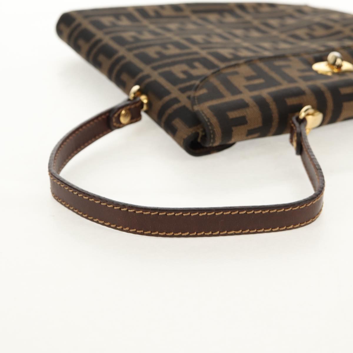FENDI Zucca Canvas Hand Bag Black Brown Auth 156483V
