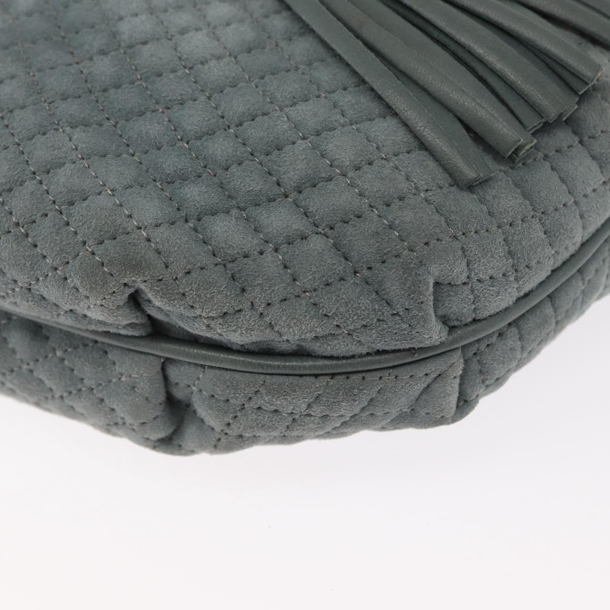 BALLY Chain Shoulder Bag Suede Gray Gold Auth 156484