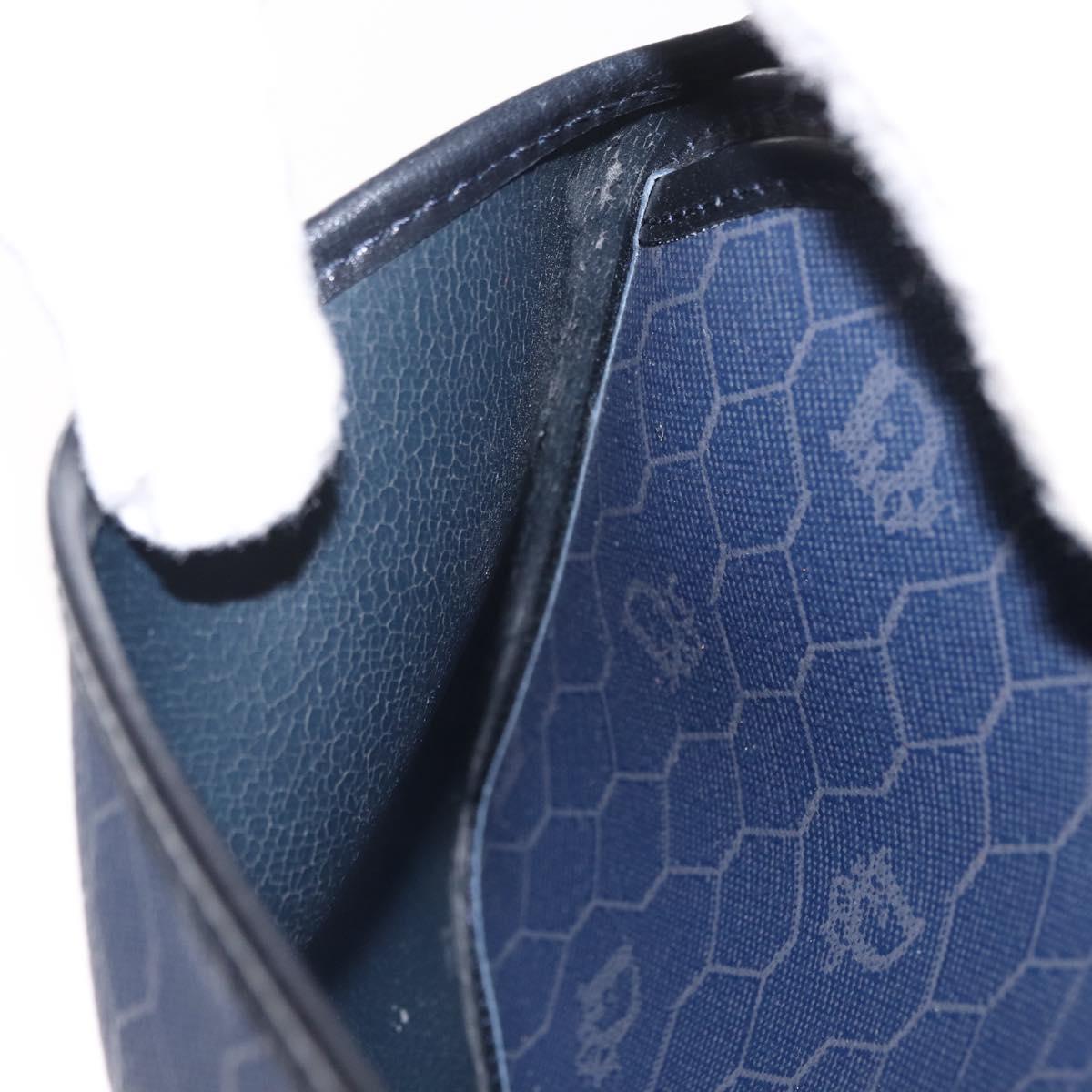 Christian Dior Honeycomb Canvas Chain Shoulder Bag PVC Navy Gold Auth 156493