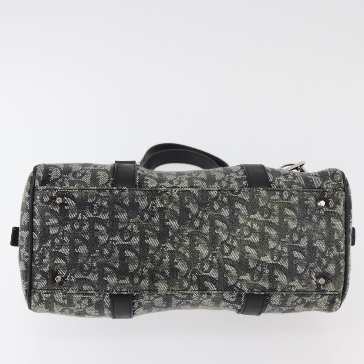 Christian Dior Trotter Canvas Hand Bag Black Silver Auth 156495