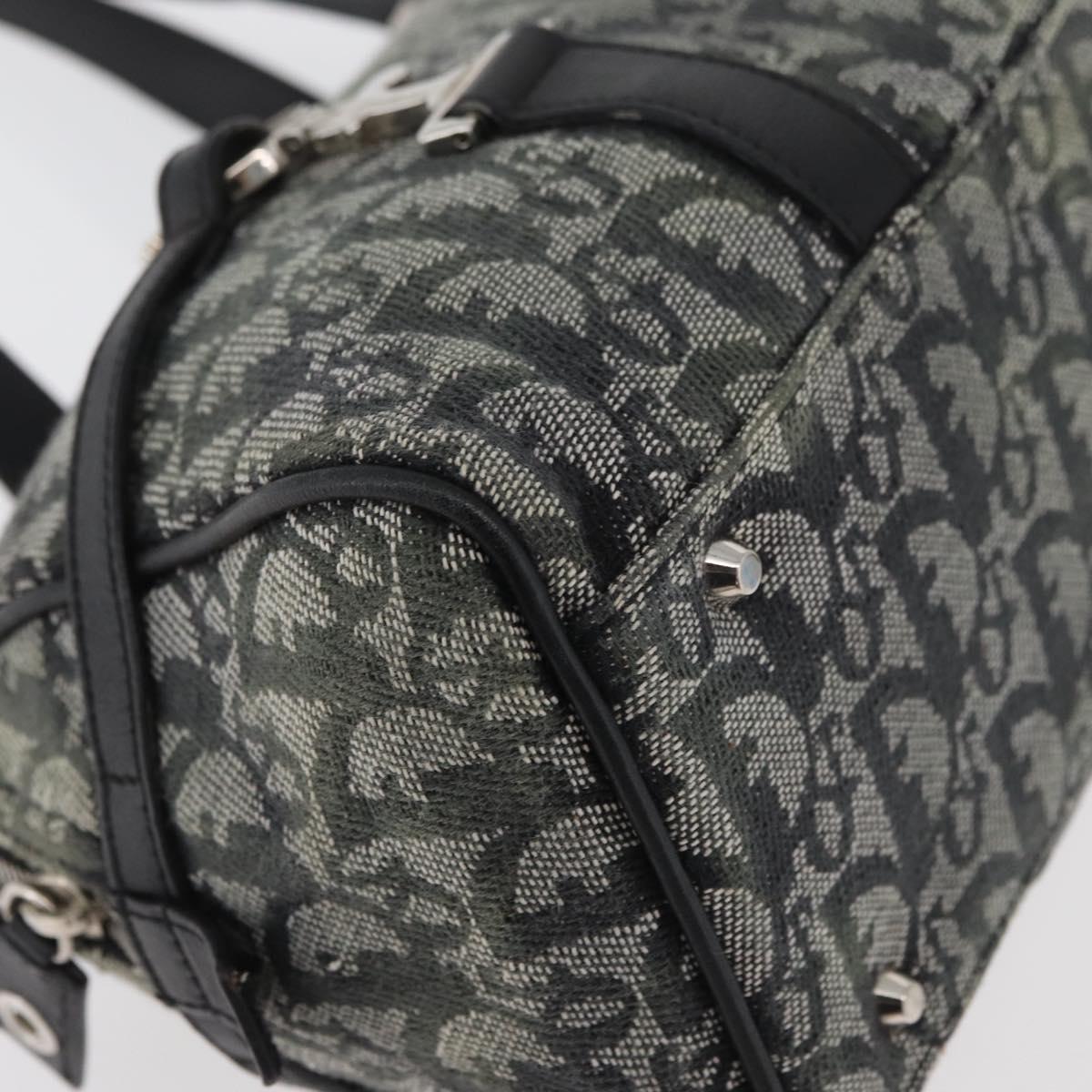 Christian Dior Trotter Canvas Hand Bag Black Silver Auth 156495