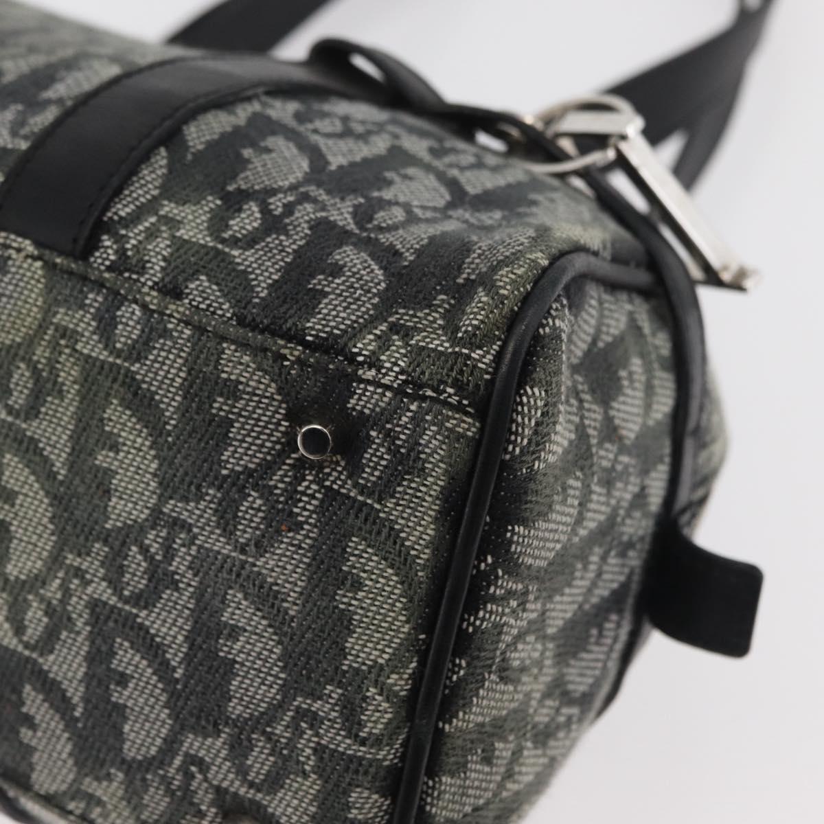 Christian Dior Trotter Canvas Hand Bag Black Silver Auth 156495