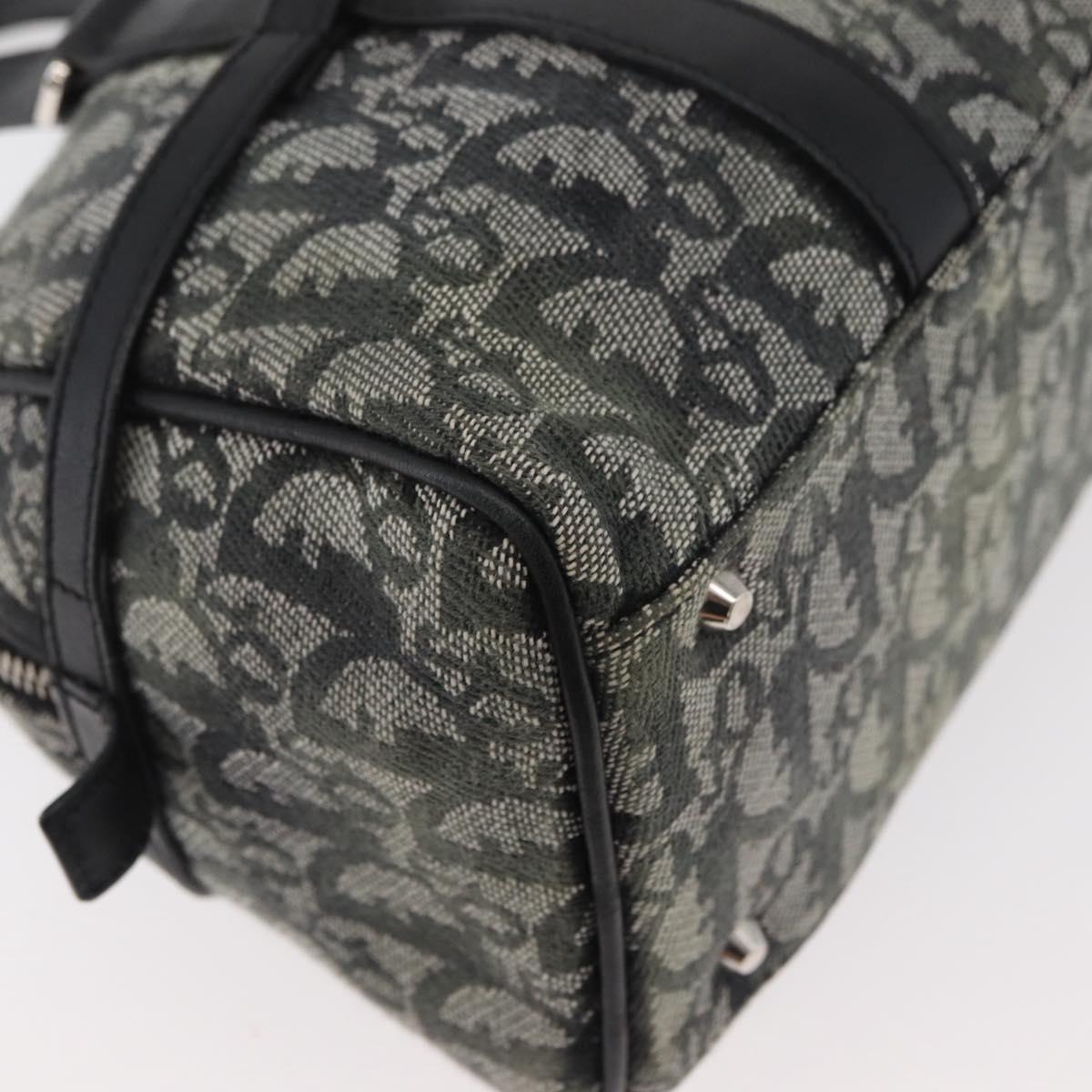 Christian Dior Trotter Canvas Hand Bag Black Silver Auth 156495