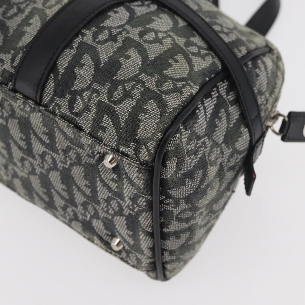 Christian Dior Trotter Canvas Hand Bag Black Silver Auth 156495