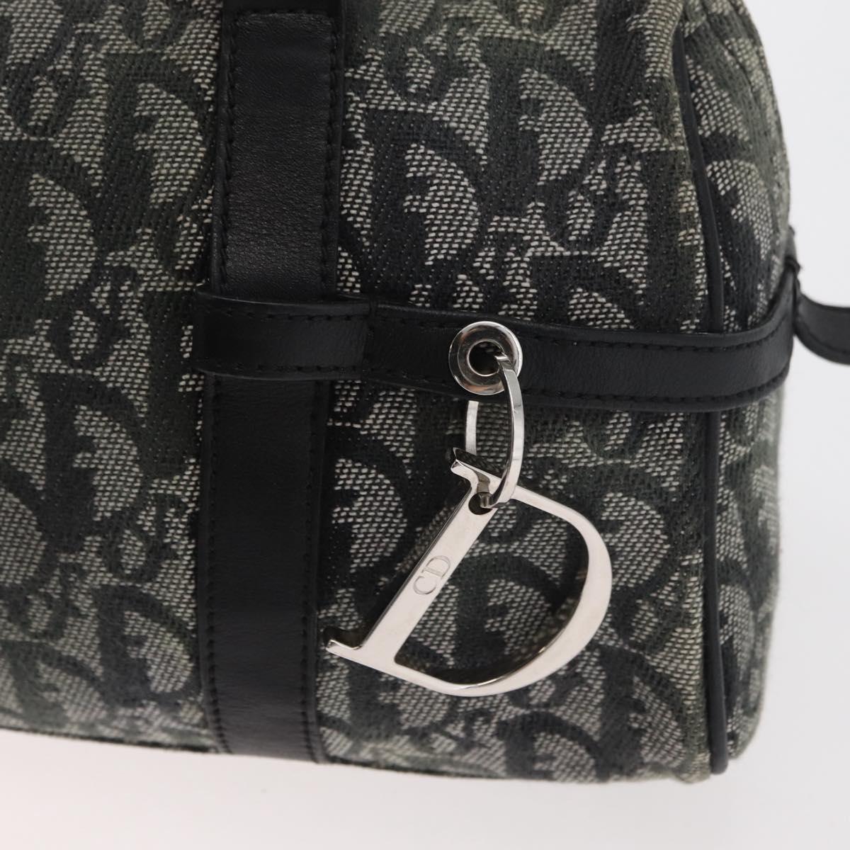 Christian Dior Trotter Canvas Hand Bag Black Silver Auth 156495