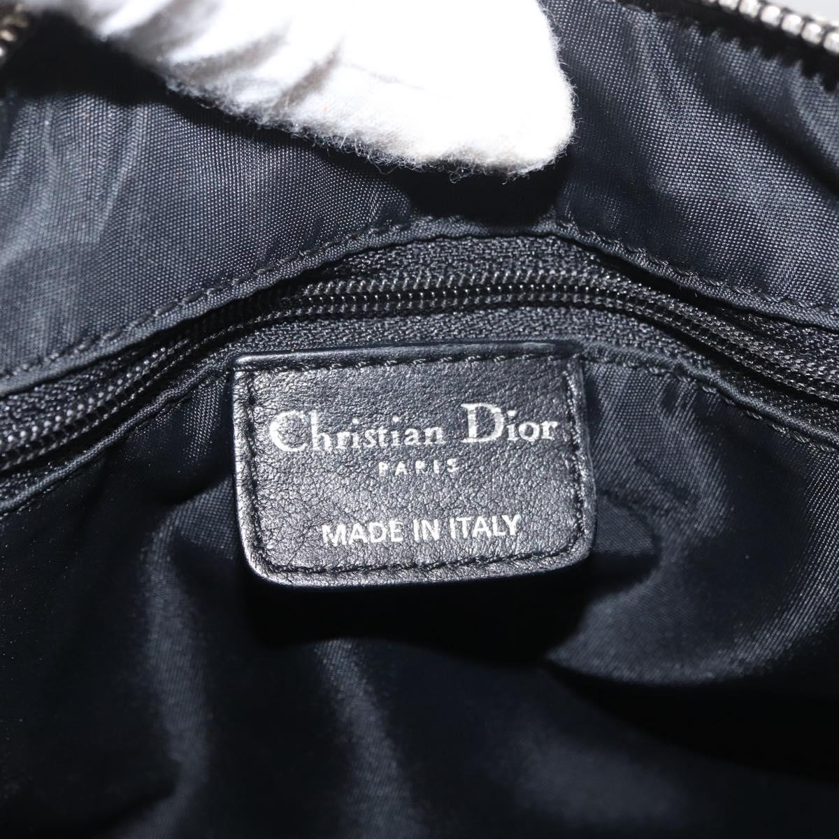Christian Dior Trotter Canvas Hand Bag Black Silver Auth 156495