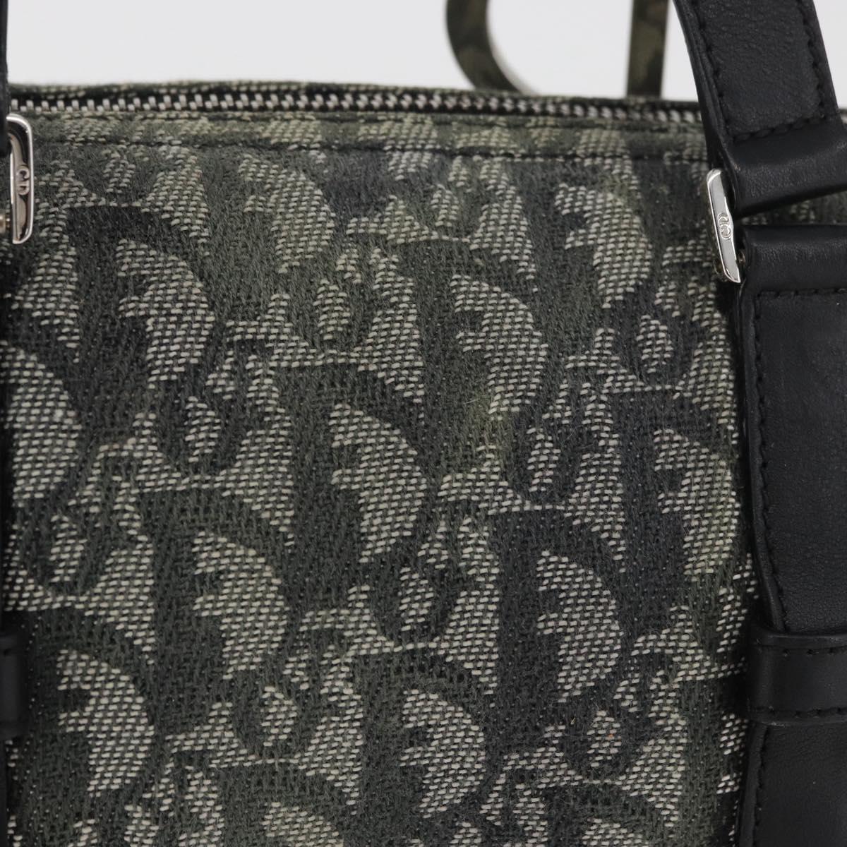 Christian Dior Trotter Canvas Hand Bag Black Silver Auth 156495