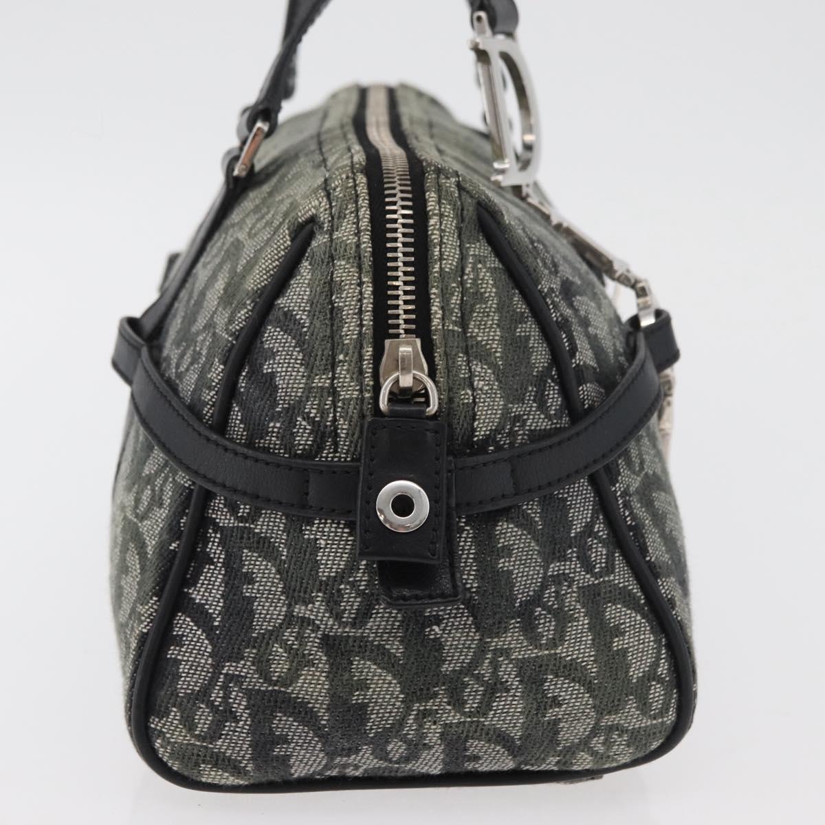 Christian Dior Trotter Canvas Hand Bag Black Silver Auth 156495