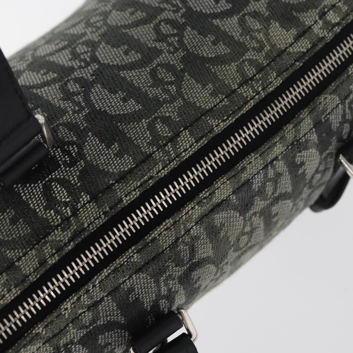 Christian Dior Trotter Canvas Hand Bag Black Silver Auth 156495