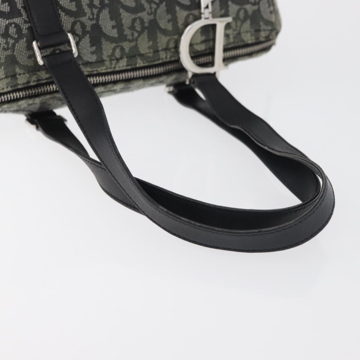 Christian Dior Trotter Canvas Hand Bag Black Silver Auth 156495