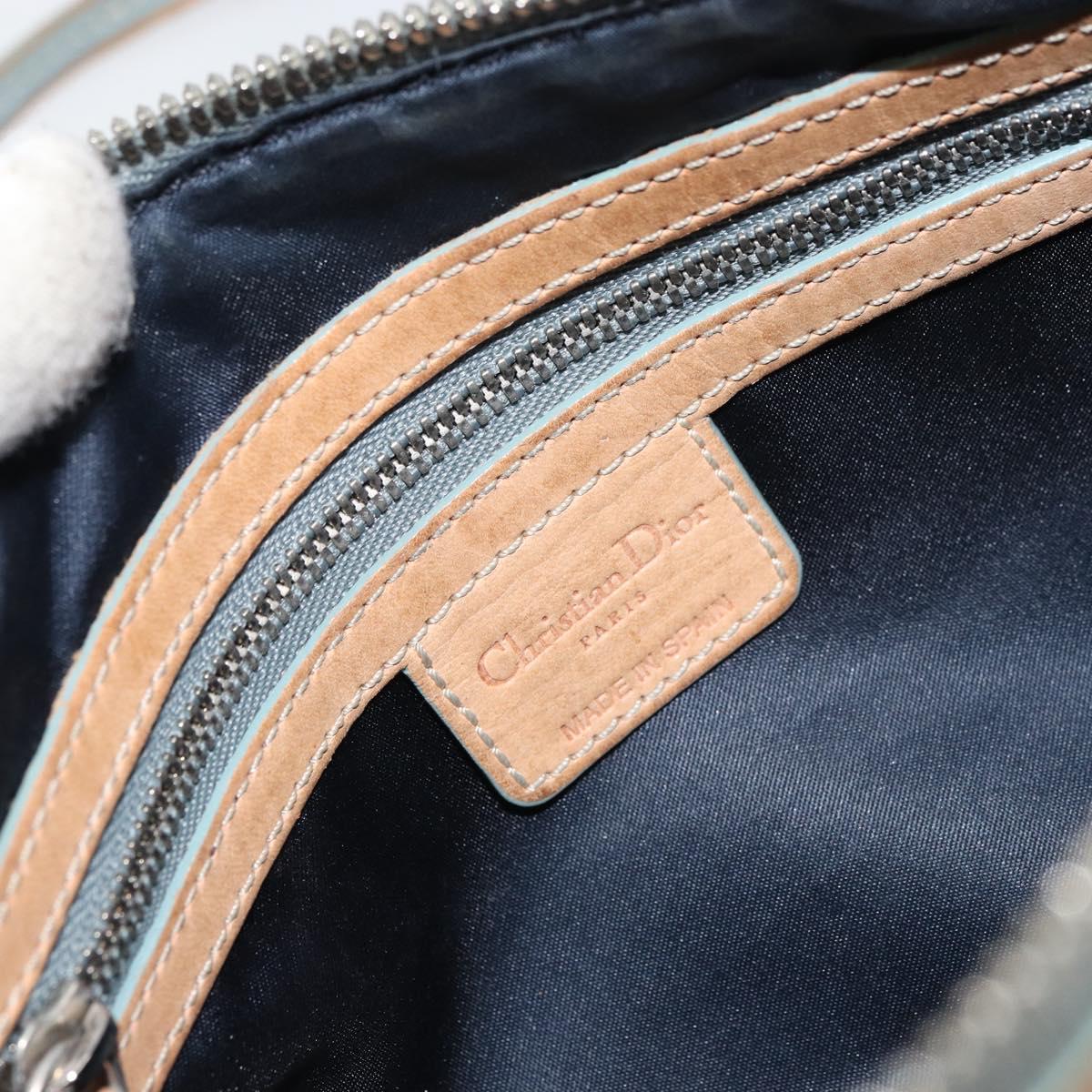 Christian Dior Trotter Canvas Romantic Shoulder Bag PVC Navy Silver Auth 156499V